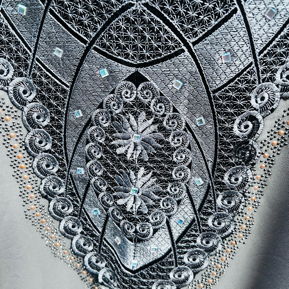 Embroidered Gray Kaftan / Abaya Dress – Made in U.A.E. – Size 54 (L/XL)
